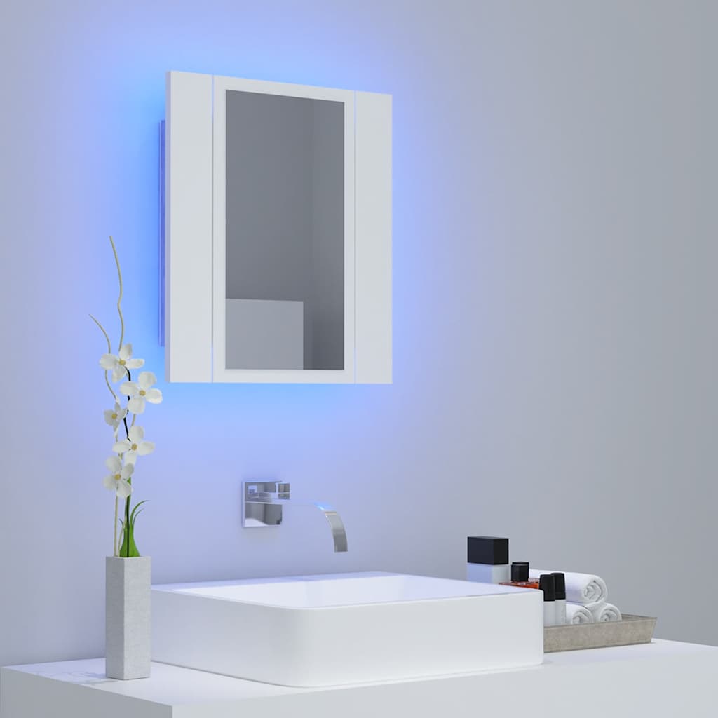 Dulap de baie cu oglindă & LED, alb, 40x12x45 cm, acril