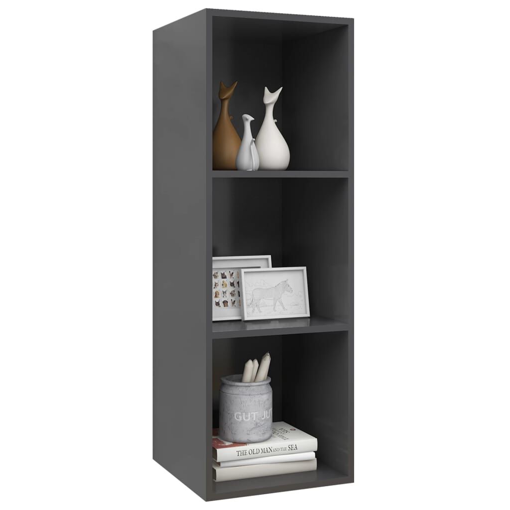 Dulap TV montat pe perete, gri, 37x37x107 cm, PAL