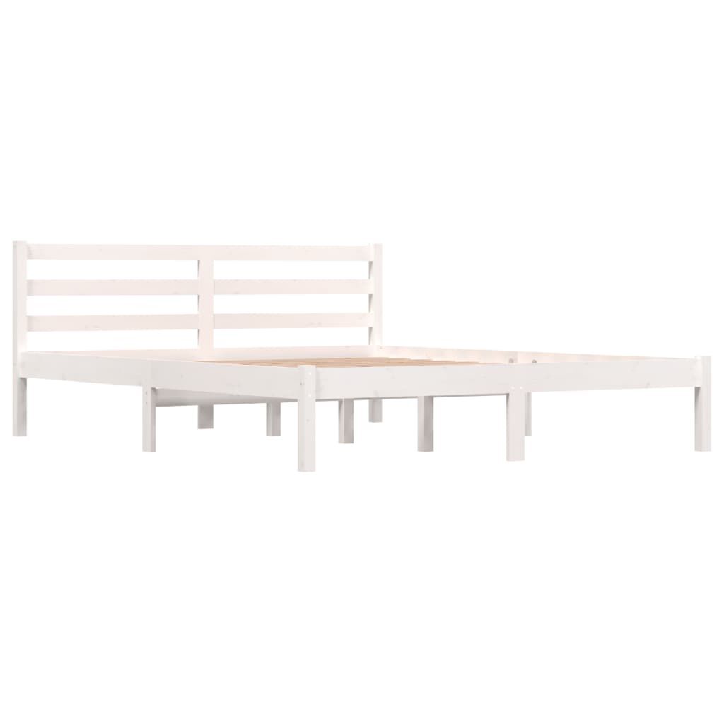 Cadru de pat King Size, alb, 150x200 cm, lemn masiv de pin