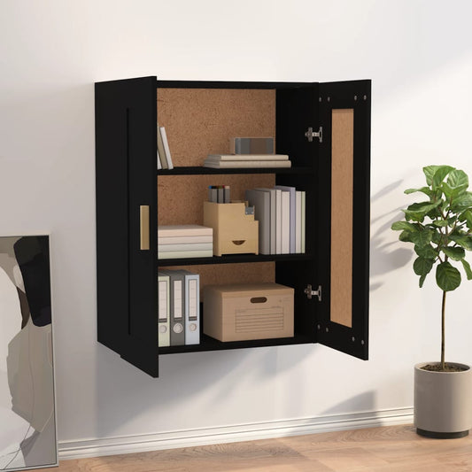 Dulap de perete, negru, 69,5x32,5x90 cm, lemn prelucrat
