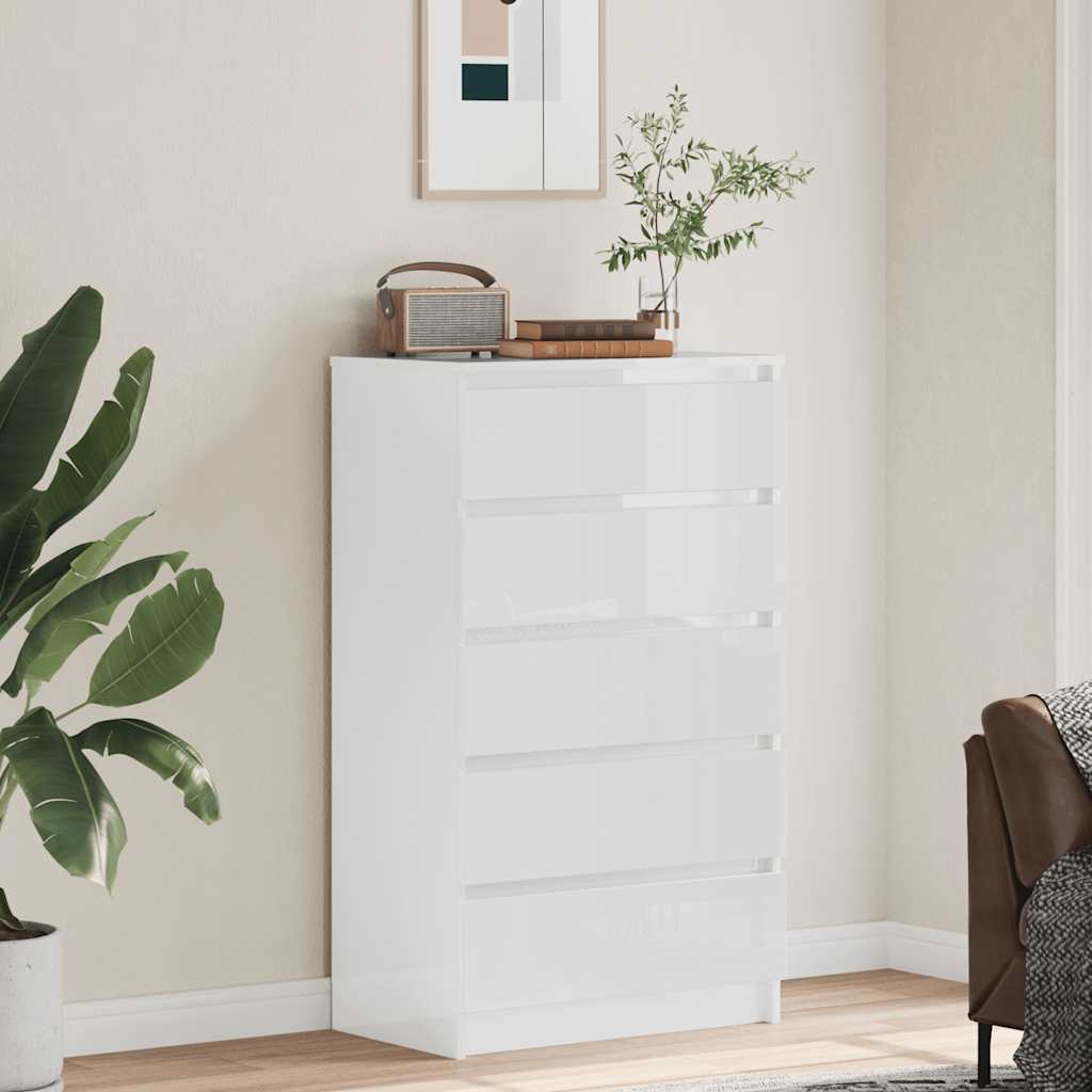 Dulap cu sertar , alb extralucios, 60x36x103 cm, lemn prelucrat