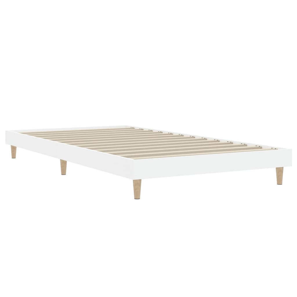 Cadru pat fără saltea alb 100x200 cm lemn prelucrat