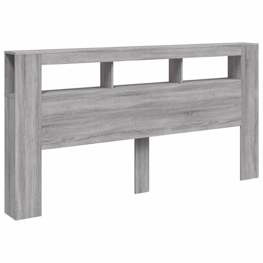 Tăblie de pat cu LED gri sonoma 200x18,5x103,5cm lemn prelucrat