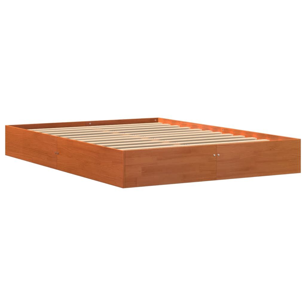 Cadru de pat fără saltea, maro ceruit 140x200 cm lemn masiv pin