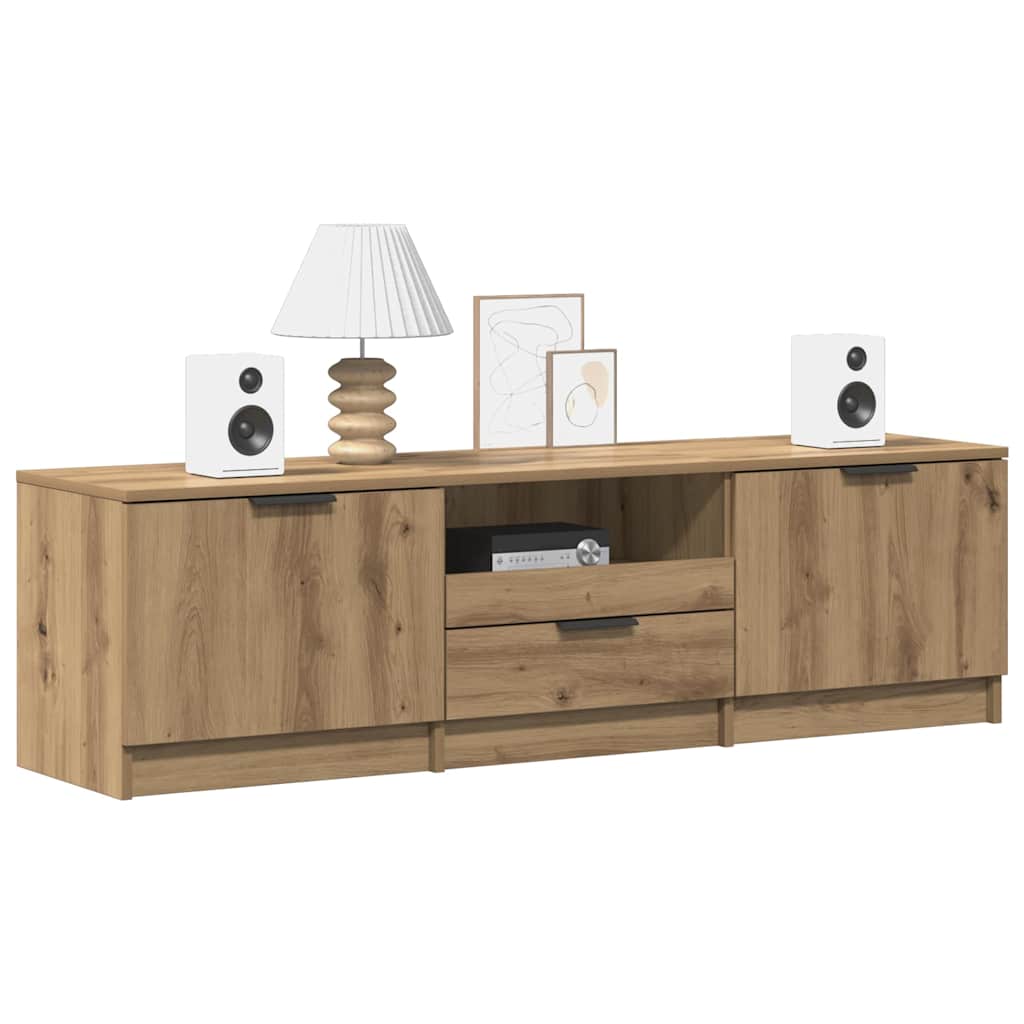 Comodă TV din stejar artizanal 140x35x40 cm, lemn stratificat