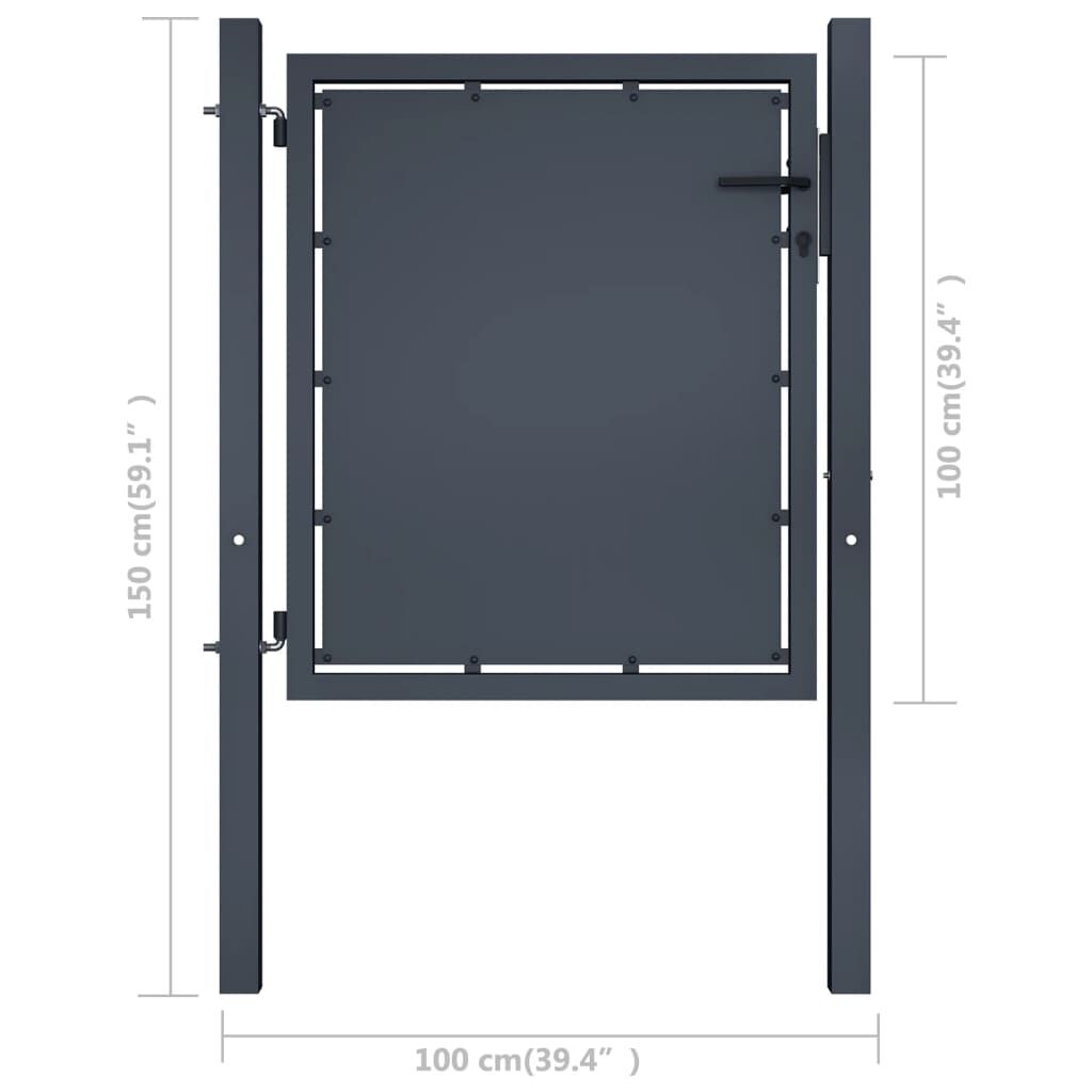 Poartă de grădină din oțel 100x100 cm antracit