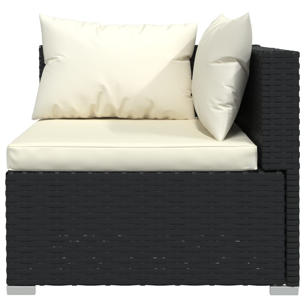 Set mobilier de grădină cu perne, 5 piese, negru, poliratan