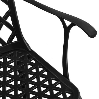 Set mobilier bistro, 3 piese, negru, aluminiu turnat