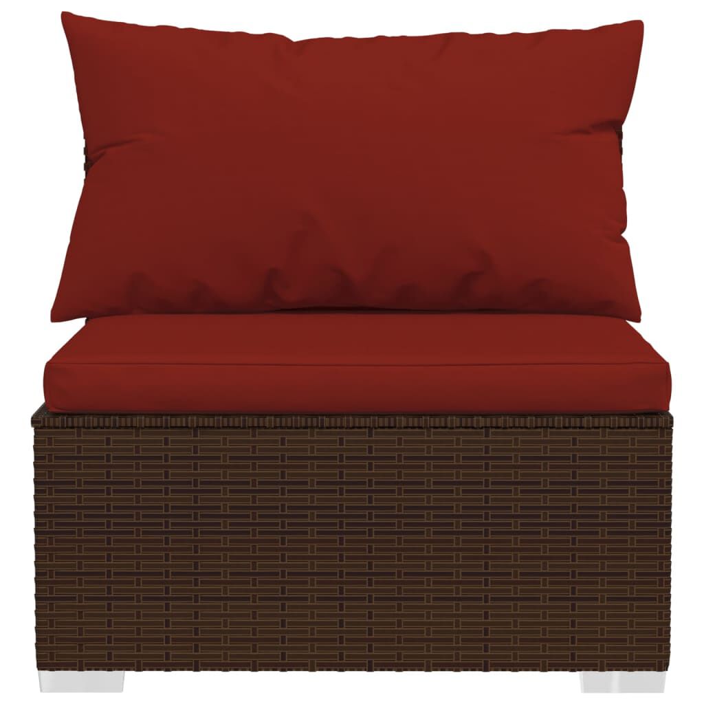 Set mobilier de grădină cu perne, 4 piese, maro, poliratan