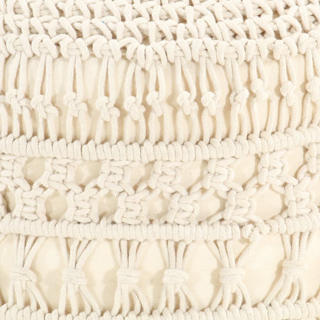 Taburet puf macrame lucrat manual, 45 x 30 cm, bumbac