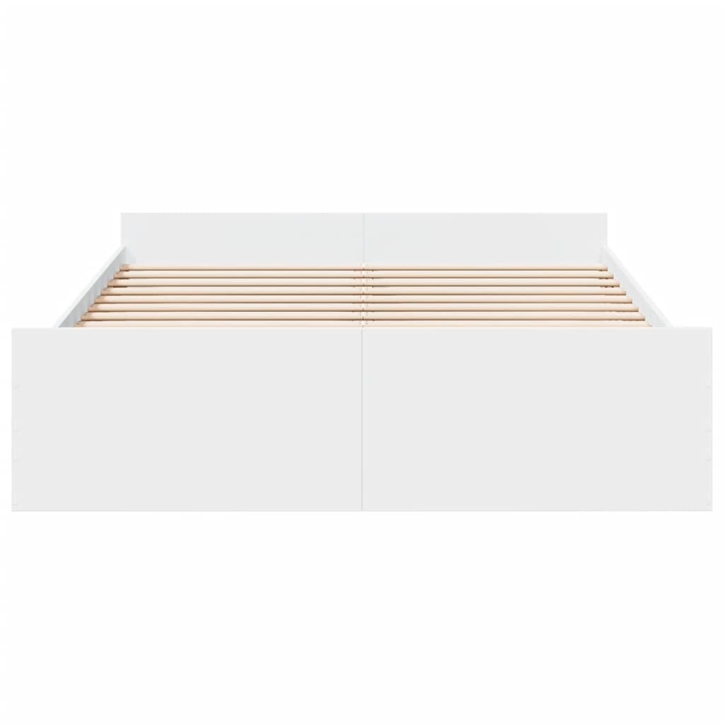 Cadru pat cu sertare alb, 150x200 cm, lemn prelucrat