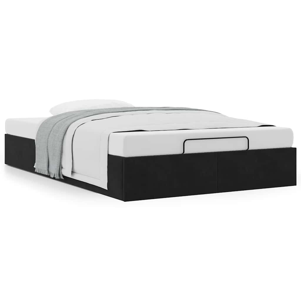 Cadru de pat otoman fără saltea, Negru, 120x190 cm, material textil