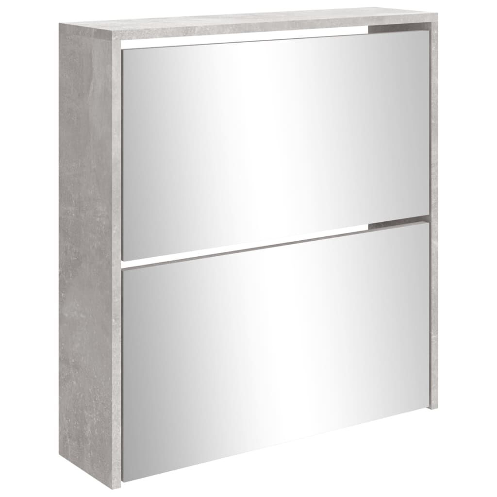 Pantofar cu oglindă, 2 niveluri, gri beton, 63x17x67 cm