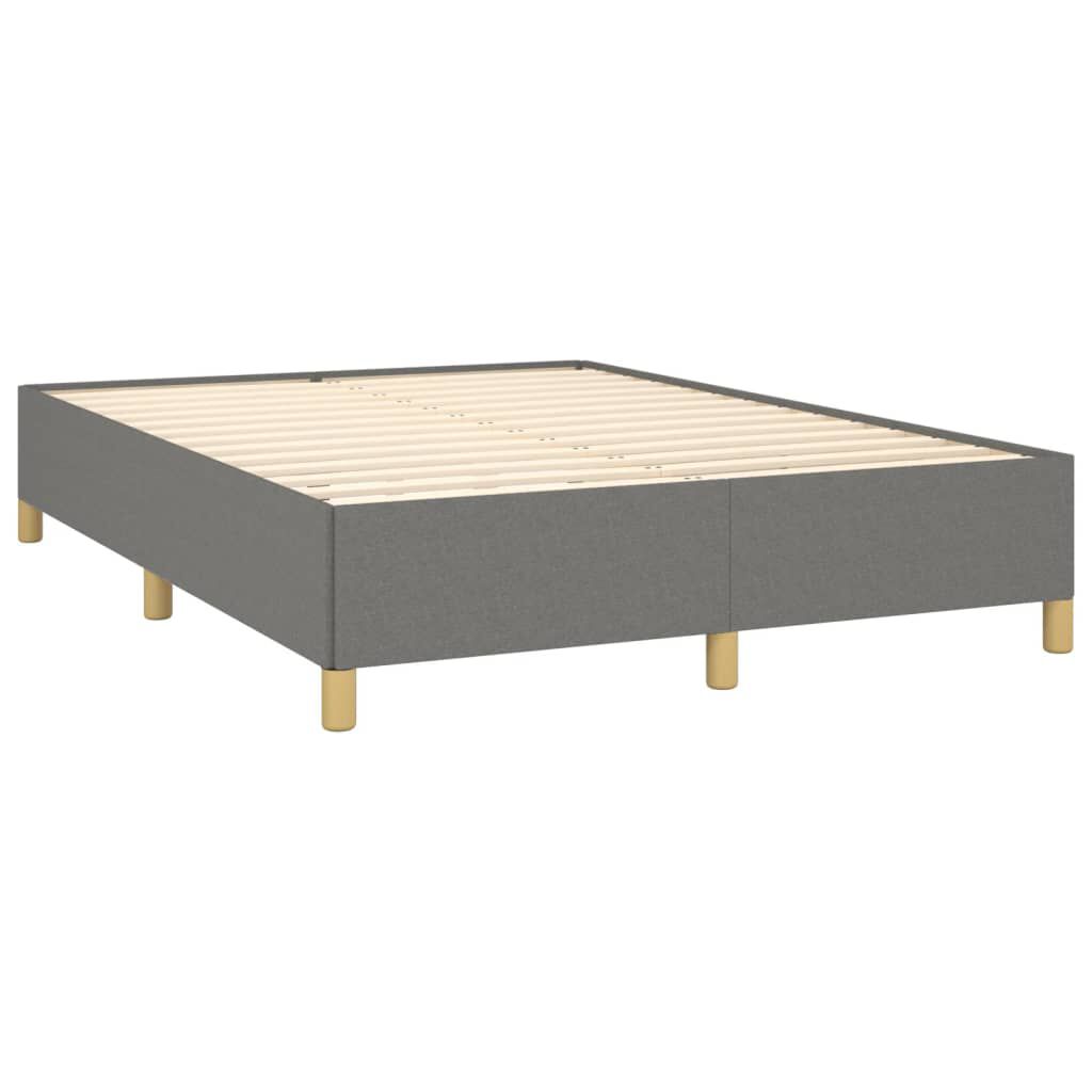 Cadru de pat fără saltea, gri închis, 140x190 cm, textil