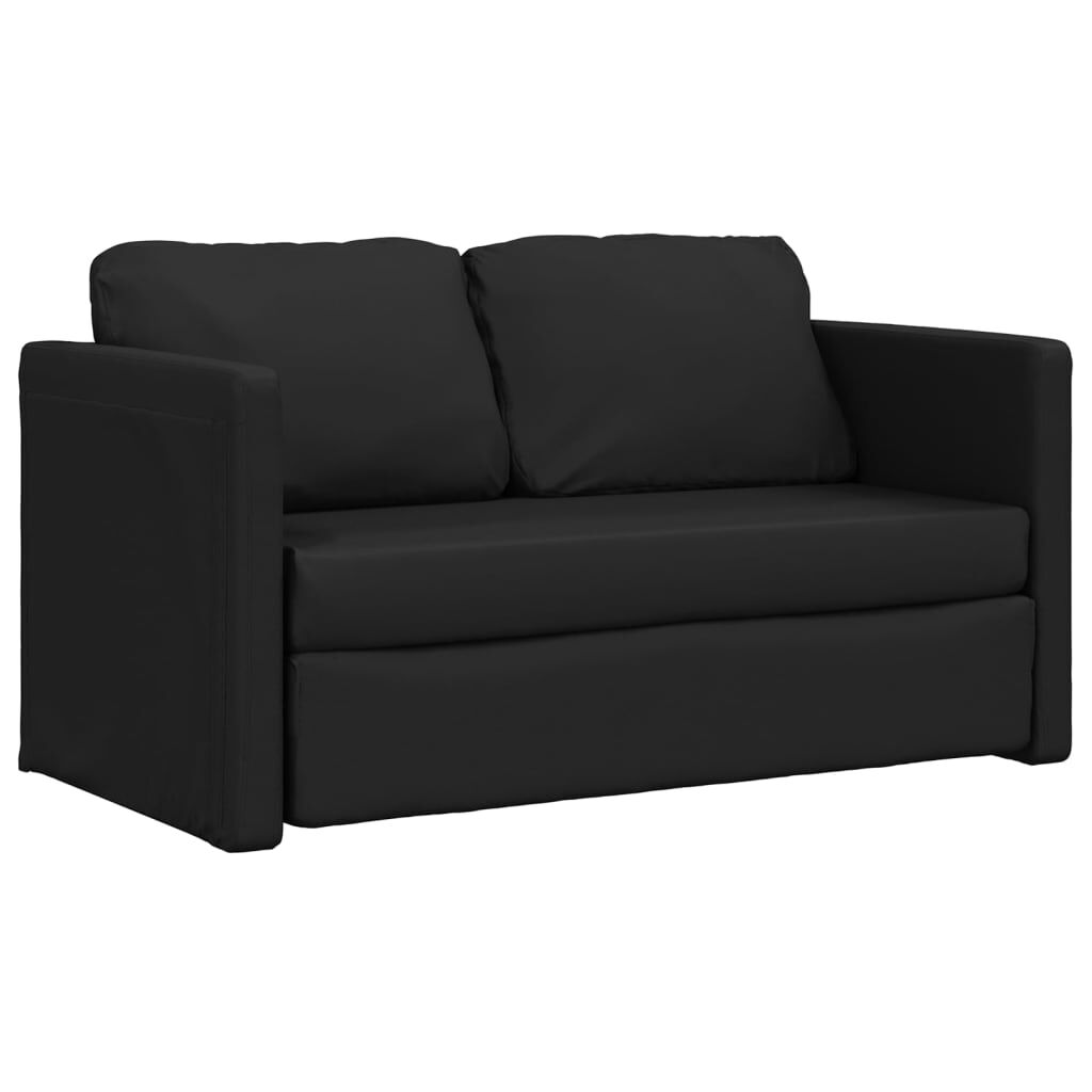 Canapea extensibilă 2 în 1, negru, 112x174x55cm piele ecologică