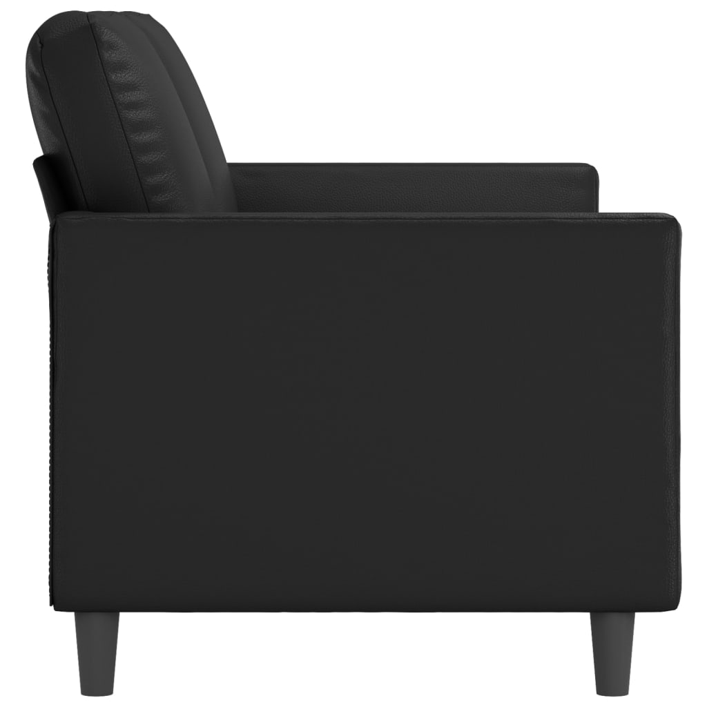 Canapea cu 2 locuri, negru, 140 cm, piele ecologică