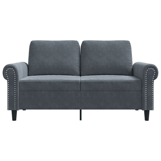 Canapea cu 2 locuri, gri închis, 120 cm, catifea