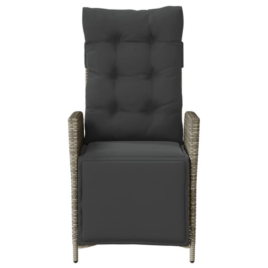 Scaun de grădină rabarabil cu suport picioare, gri, poliratan