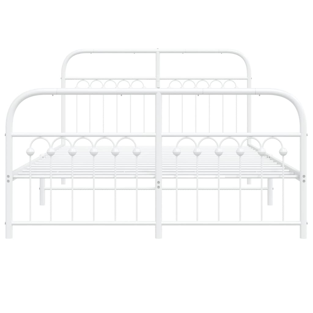 Cadru de pat metalic cu tăblie, alb, 140x200 cm