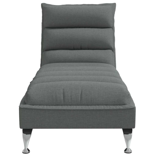 Sezlong de masaj cu perne gri deschis material textil