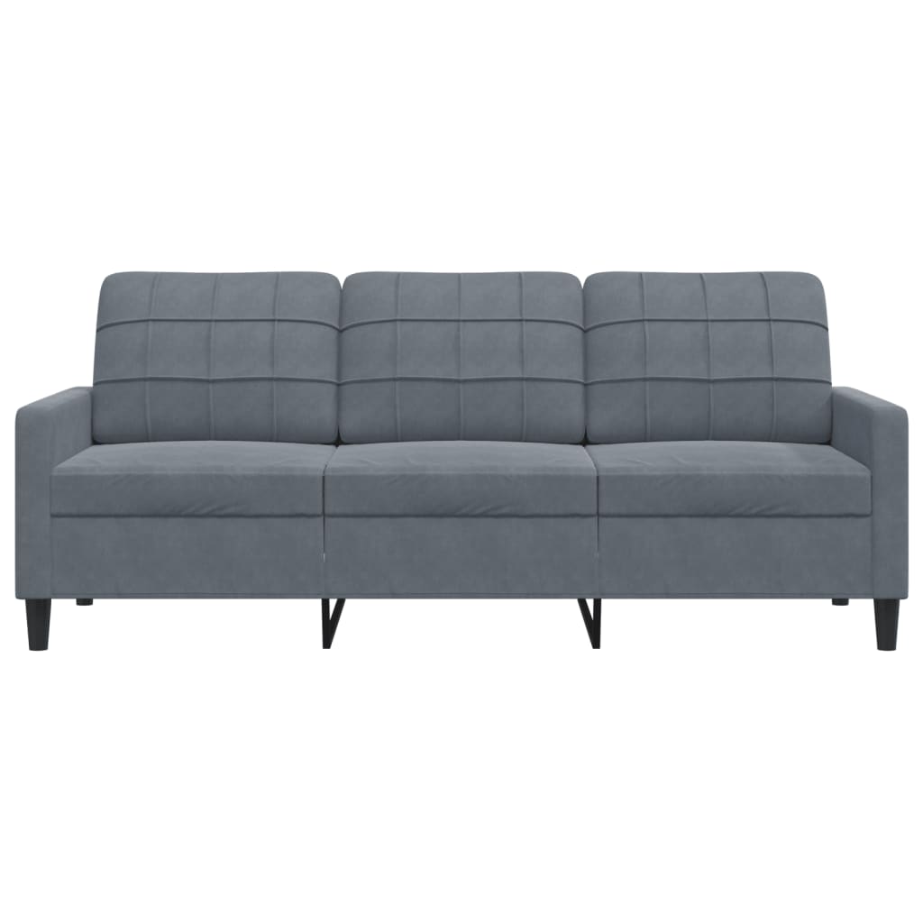 Canapea cu 3 locuri, gri închis, 180 cm, material catifea