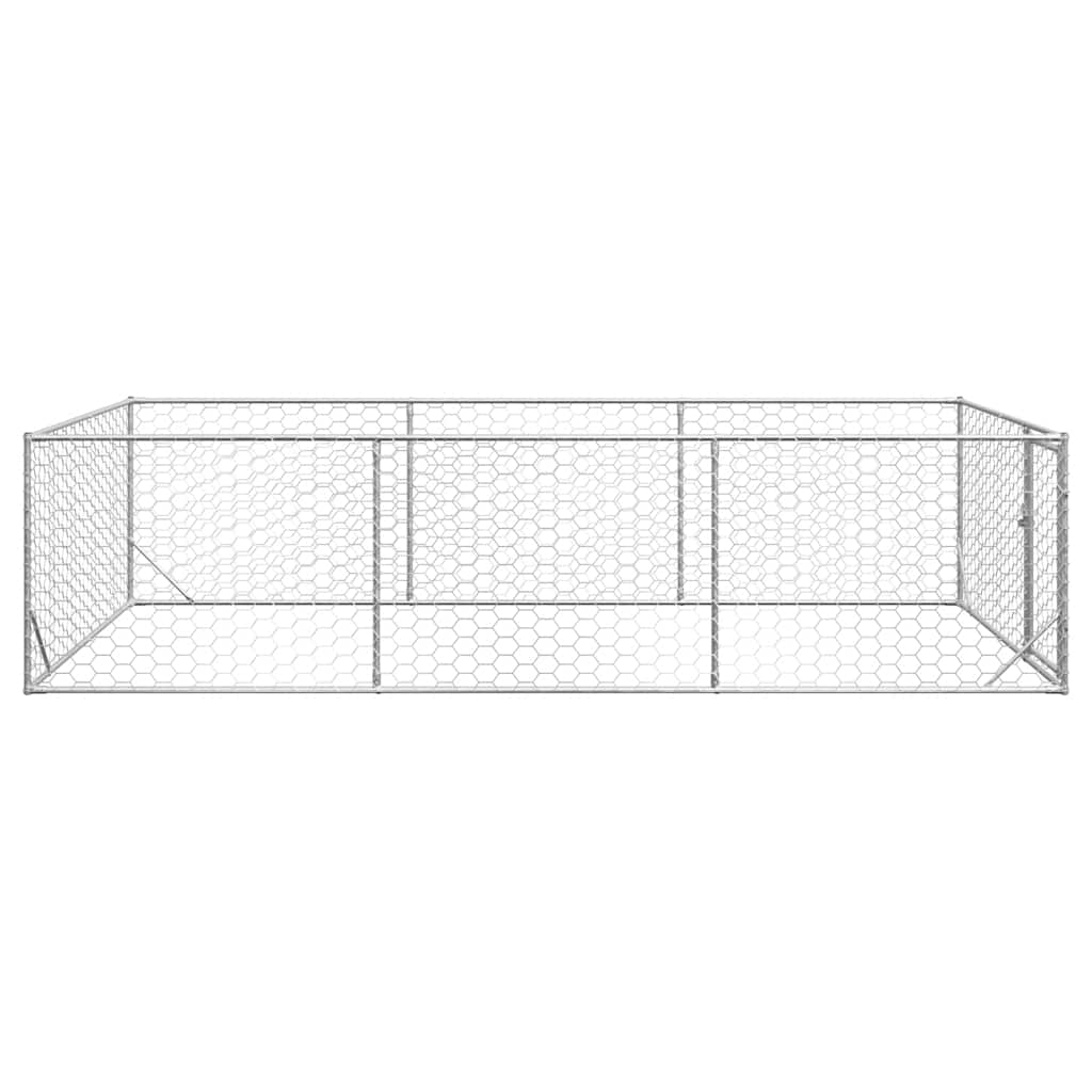 Cușcă pentru câini de exterior cu ușă 2x4x1 m, oțel galvanizat