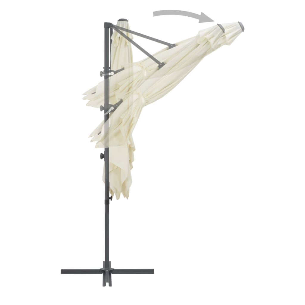 Umbrelă în consolă cu stâlp din oțel, nisipiu, 250x250 cm