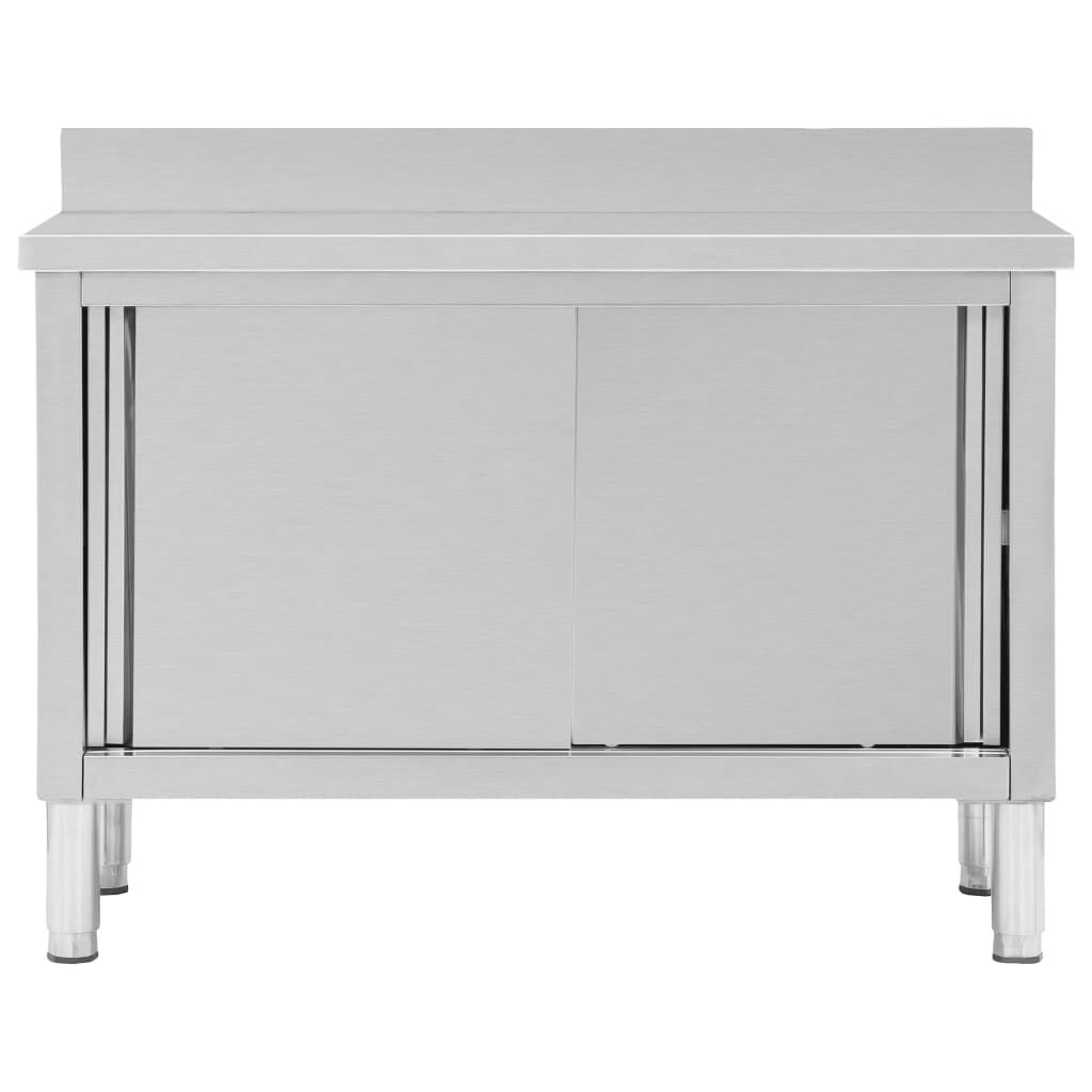 Masă de lucru cu uși glisante 120x50x(95-97) cm oțel inoxidabil