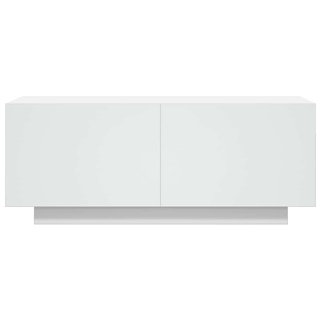 Comodă TV, alb extralucios , 100x35x40 cm, lemn prelucrat