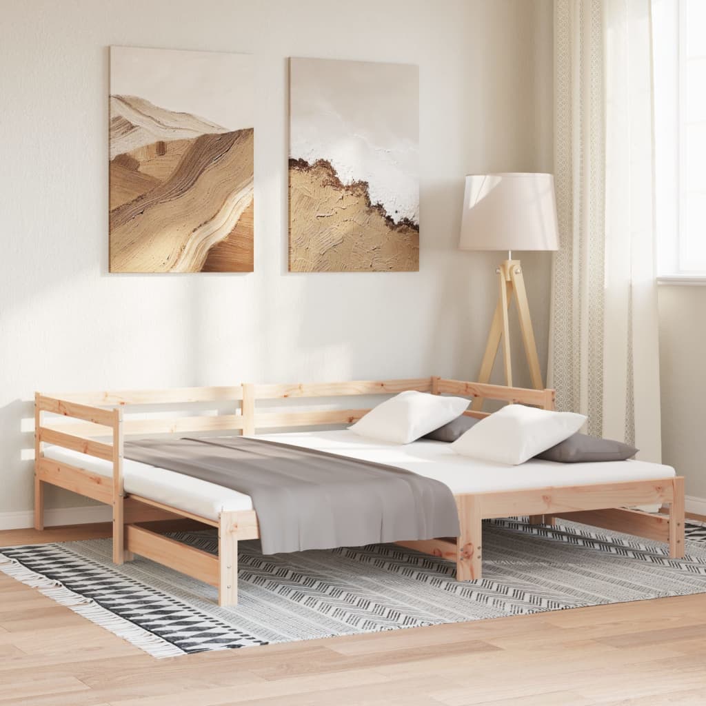 Pat de zi extensibil, 2x(90x200) cm, lemn masiv de pin