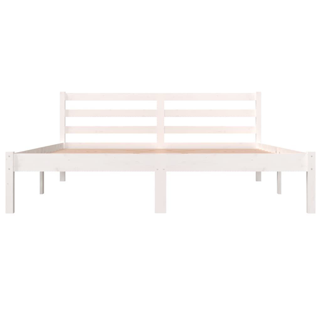 Cadru de pat King Size, alb, 150x200 cm, lemn masiv de pin
