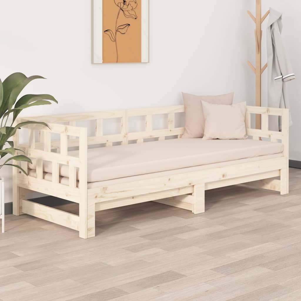 Pat extensibil de zi, 2x(90x190) cm, lemn masiv de pin