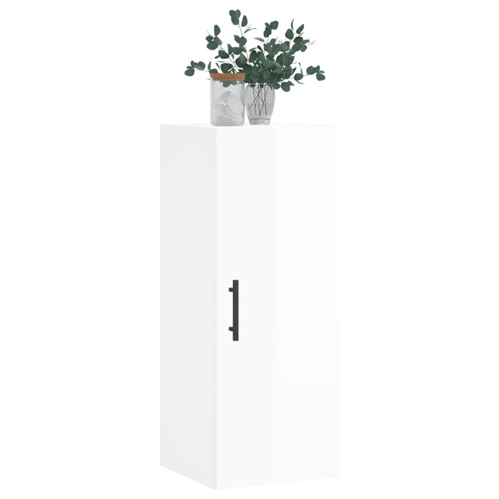 Dulap montat pe perete, alb extralucios, 34,5x34x90 cm