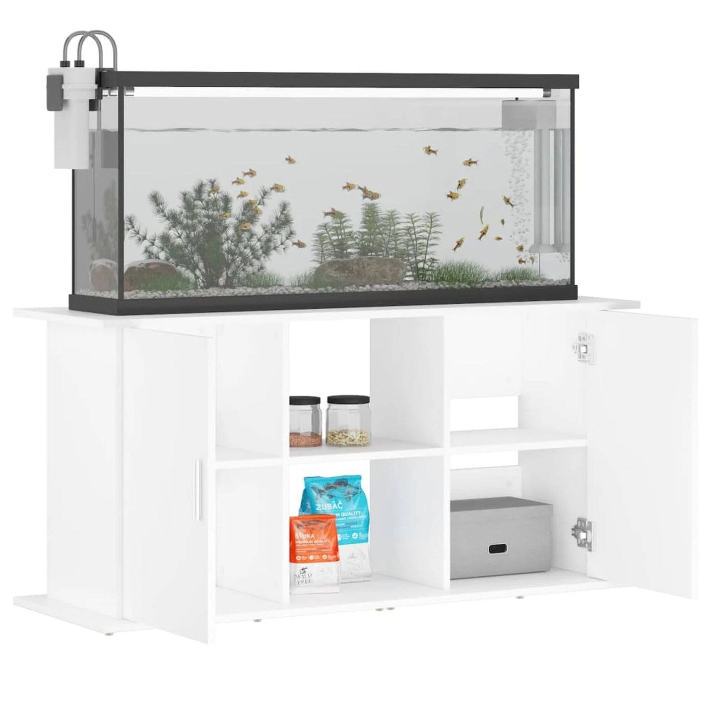 Suport pentru acvariu, alb, 121x41x58 cm, lemn prelucrat