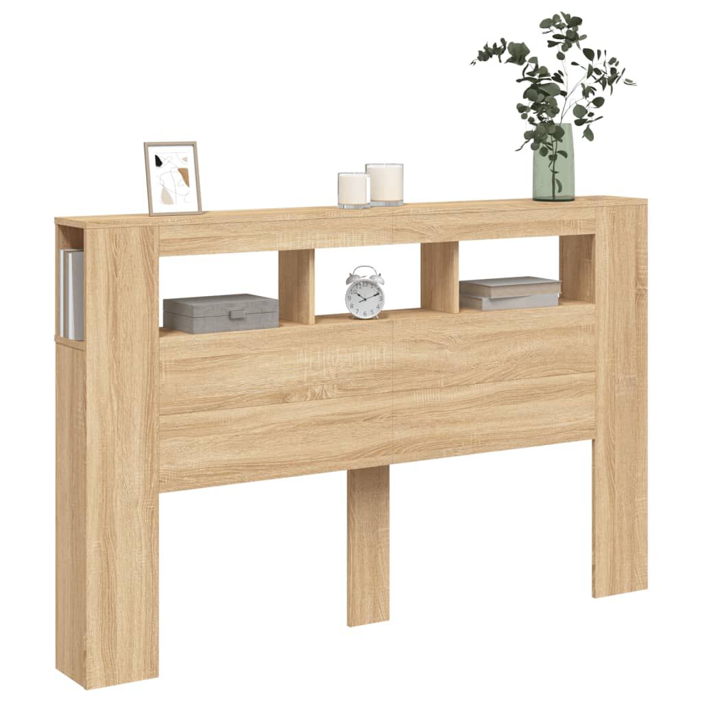 Tăblie de pat cu LED, stejar sonoma, 160x18,5x103,5 cm, lemn