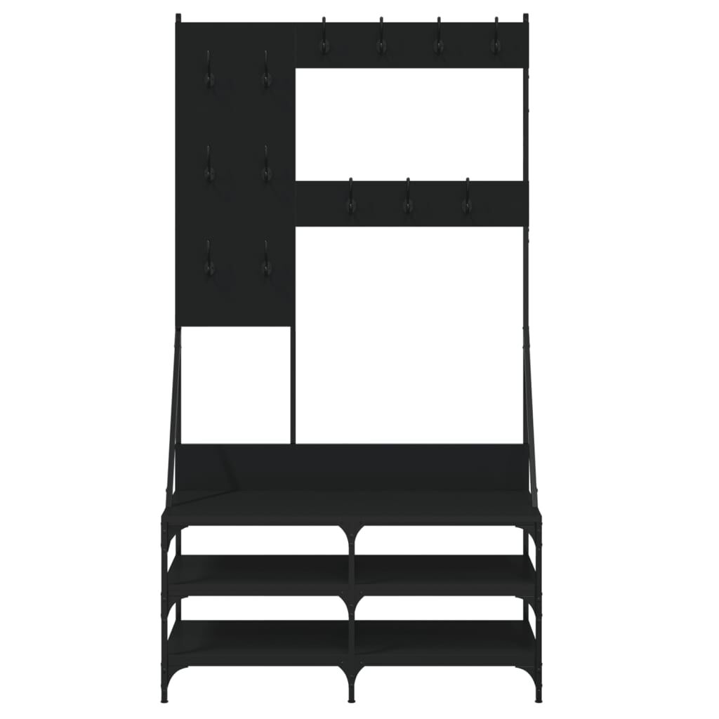 Suport de haine cu raft de pantofi, negru, 100x40x184 cm