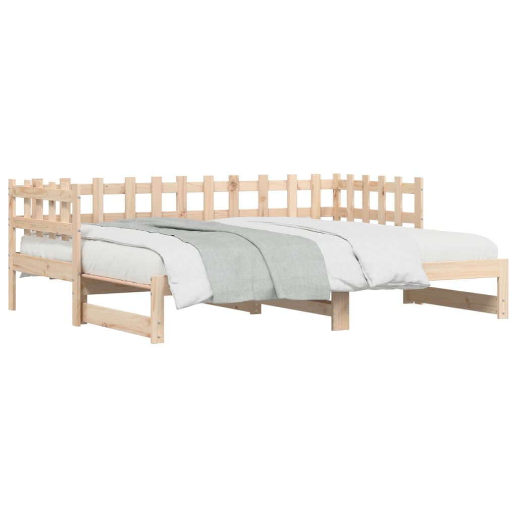 Pat de zi extensibil, 2x(90x200) cm, lemn masiv de pin