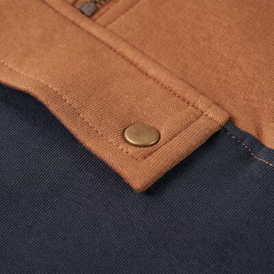 Bluzon cu glugă de copii, jumătate de fermoar, antracit și coniac, 104