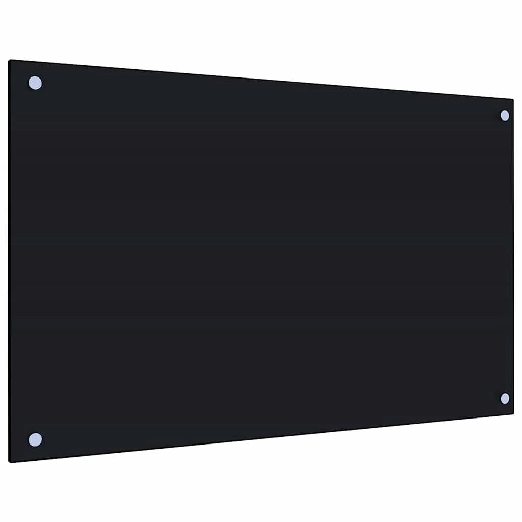 Panou antistropi de bucătărie, negru 80x50 cm sticlă securizată