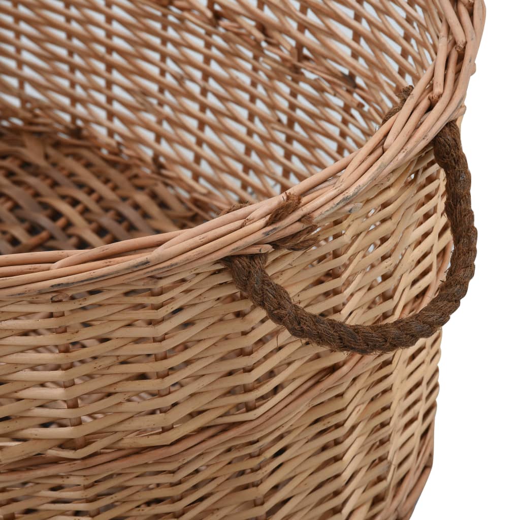 Coș lemne foc cu mânere de transport natural 88x57x34 cm salcie