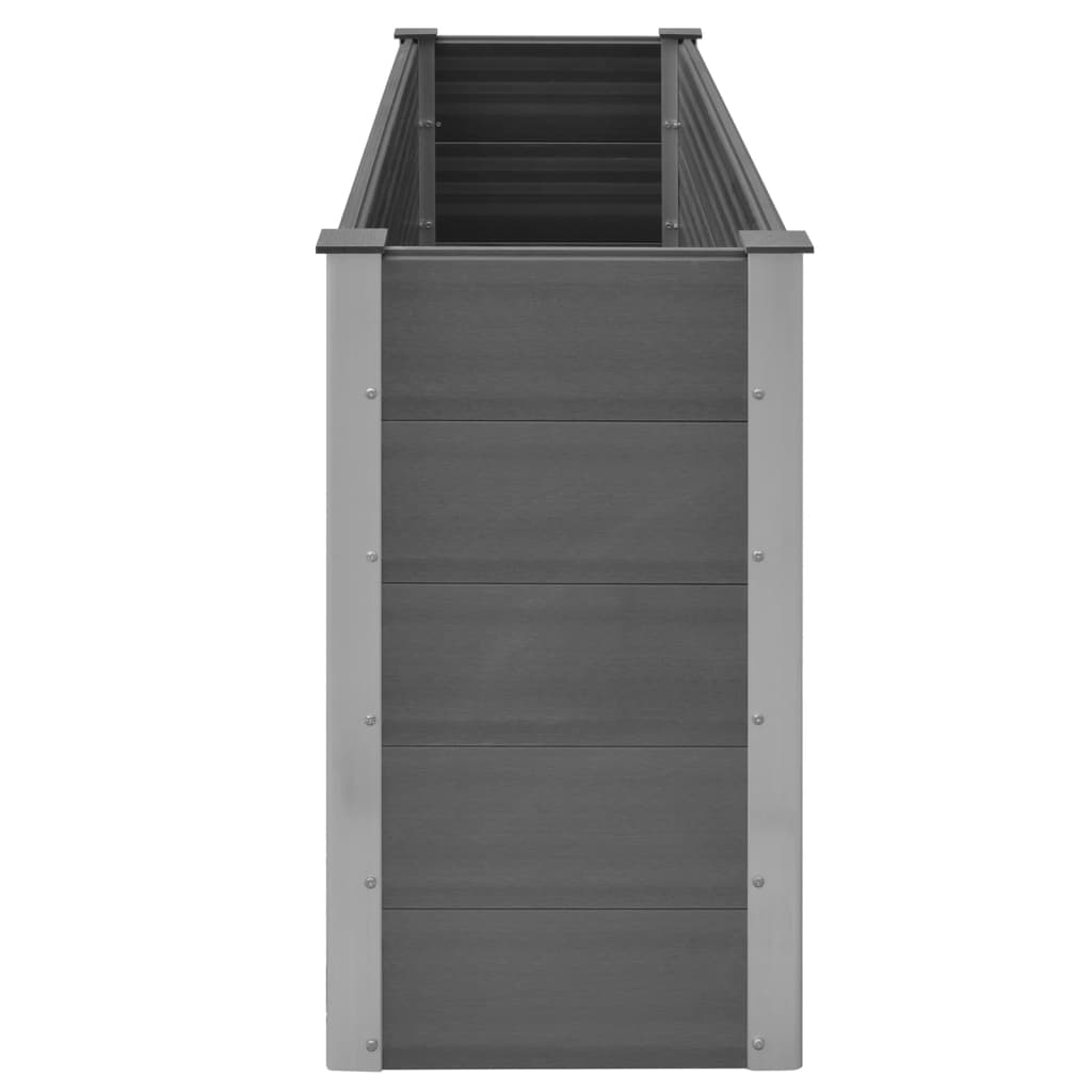 Pat de grădină înălțat, gri, compozit lemn-plastic, aluminiu