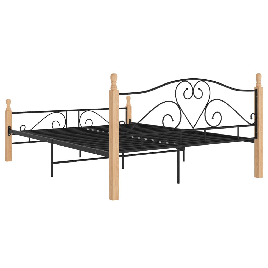 Cadru de pat cu tăblie fără saltea, negru, 140x200 cm, metal