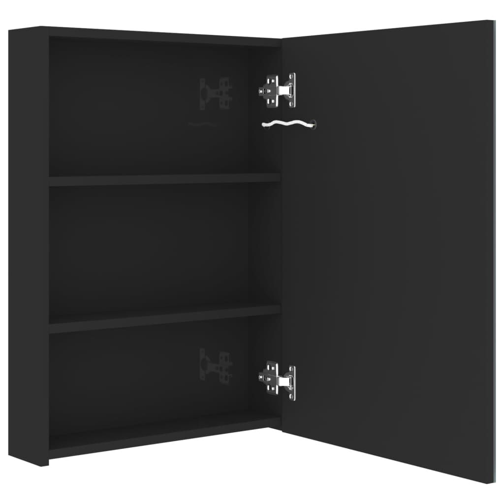 Dulap de baie cu oglindă și LED, negru strălucitor, 50x13x70 cm