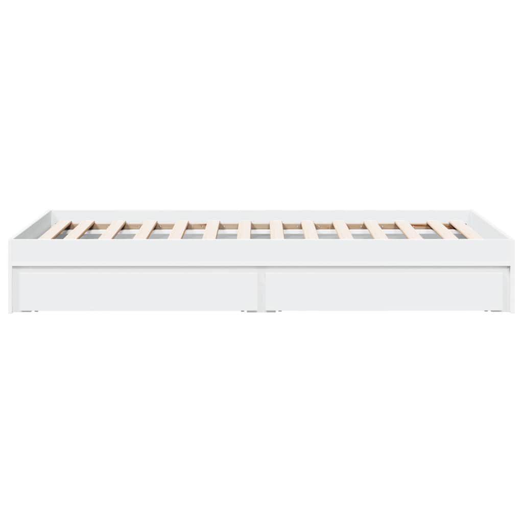 Cadru de pat cu sertare, alb, 100x200 cm, lemn prelucrat
