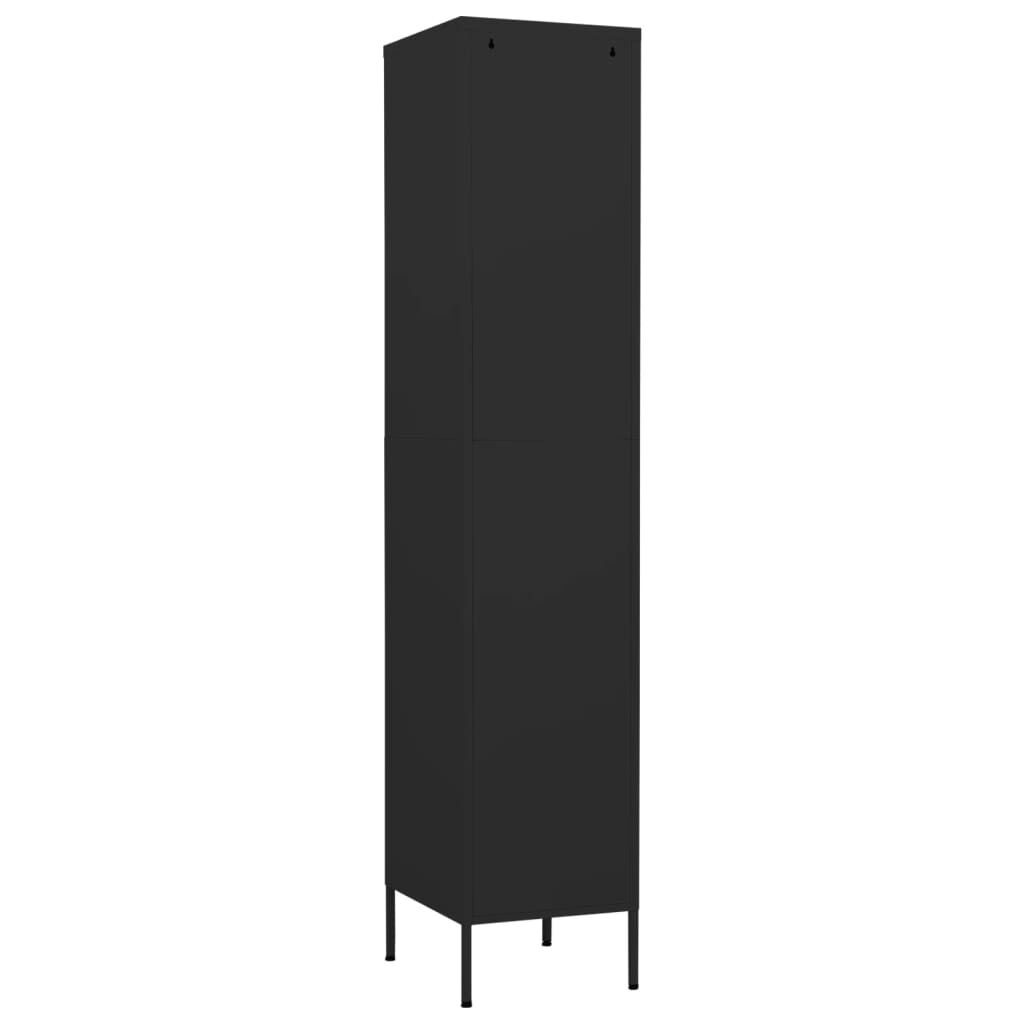 Dulap vestiar, negru, 35x46x180 cm, oțel