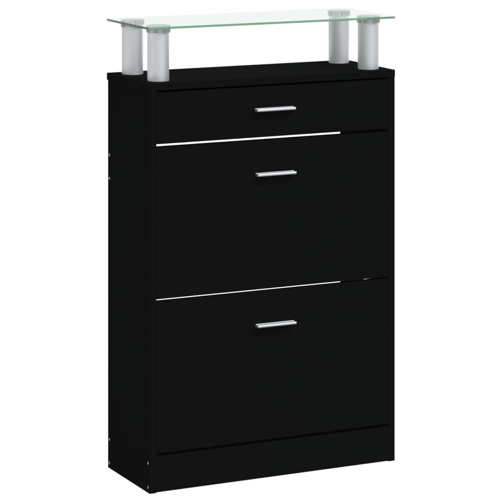Pantofar, negru, 63x24x104 cm, lemn prelucrat