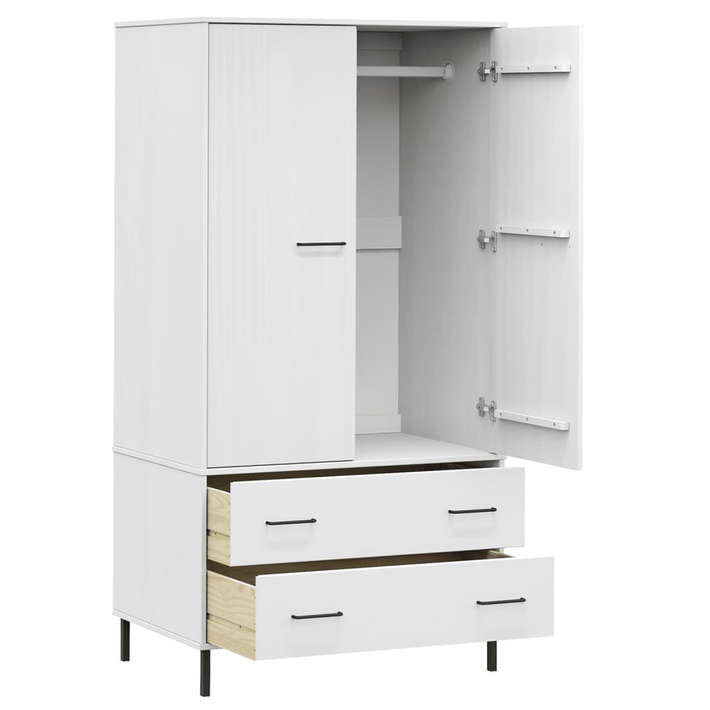 Șifonier cu picioare metalice OSLO, alb, 90x55x172,5 cm, lemn