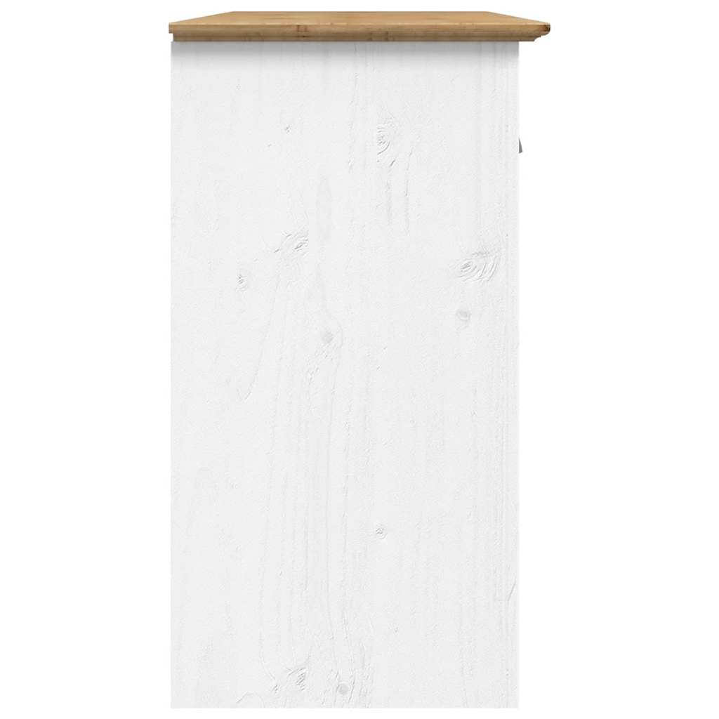 Servantă "BODO", alb și maro, 115,5x44x80 cm, lemn masiv de pin