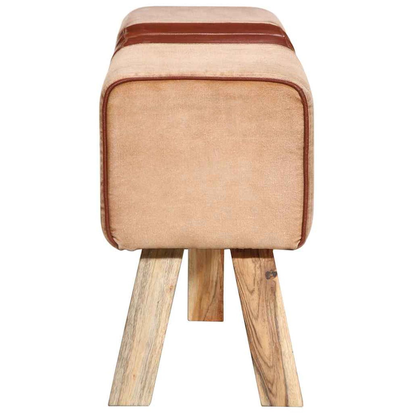 Bancă de gimnastică, maro, 160 cm, piele naturală și pânză