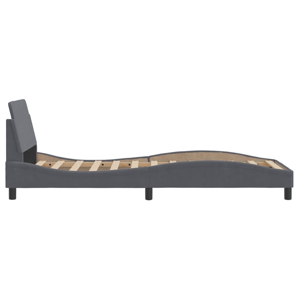 Cadru de pat fără saltea, gri închis, 90x200 cm, catifea